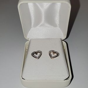 Sterling sliver 2 tone heart earrings